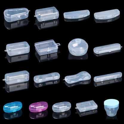 Various Shapes Plastic Transparent Storage Box, Small Items Sundries Organizer Case, Jewelry Earrings Rings Beads Container Tools