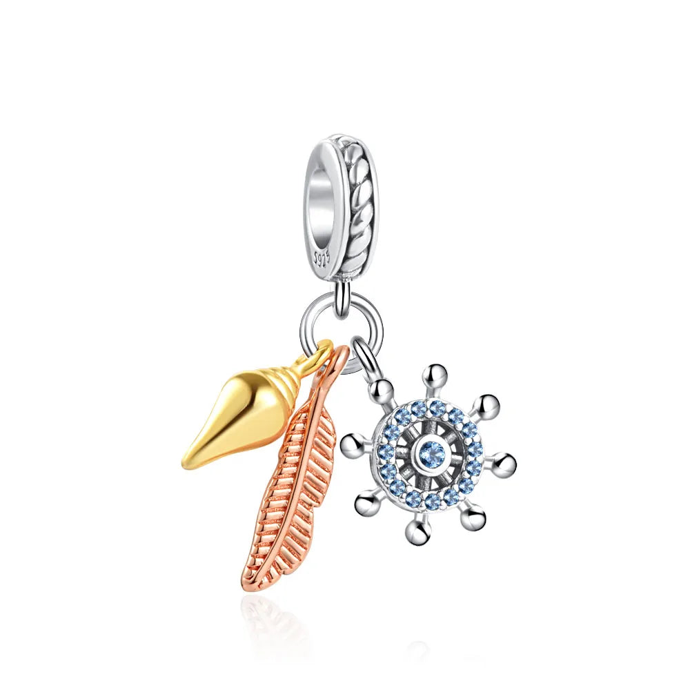 New 925 Silver Octopus crab Charm Bead Sea turtle starfish Seahorse dolphin Pendant Fit Original Bracelet Women DIY Jewelry Gift