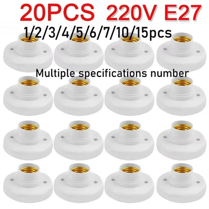 1-20Pcs, 220V E27 Screw Lamp, Stand Light Bulb Socket Holder Adapter Base, Cap Socket White Ceiling Light Lamp Bulb Fixing Base