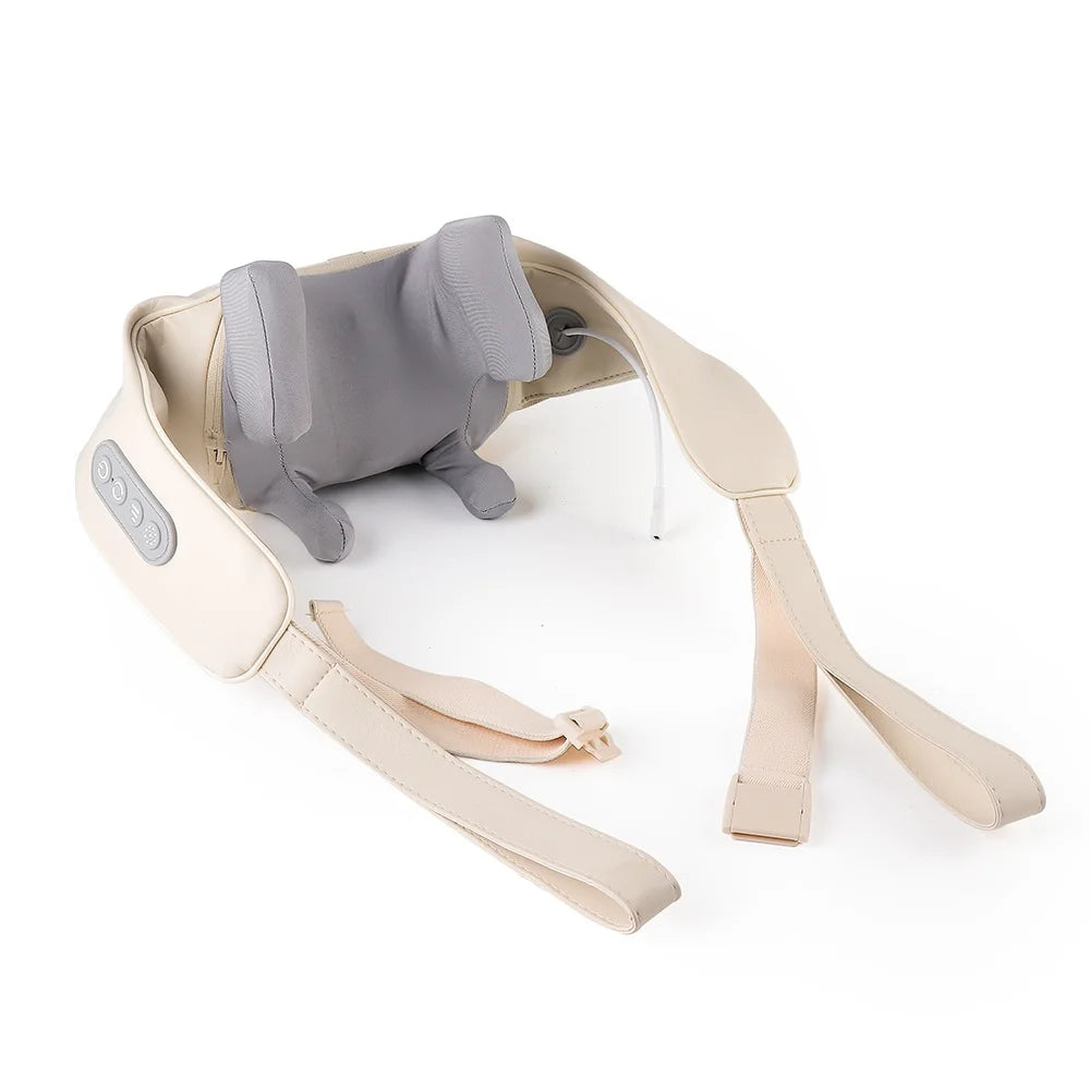 Foreverlily 26W Brushless Motor Neck and Shoulder Massager, Wireless Shoulder and Back Kneading Massage Shawl, Neck Masajeador