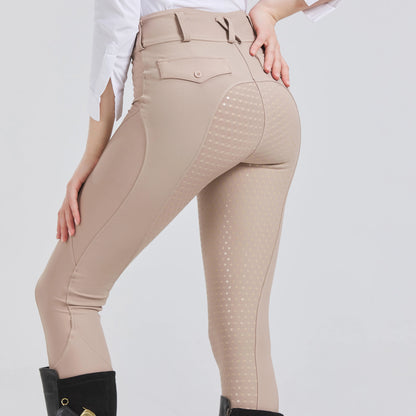 Pantalones profesionales de equitación de silicona antideslizantes de secado rápido y ajustados para exámenes ecuestres