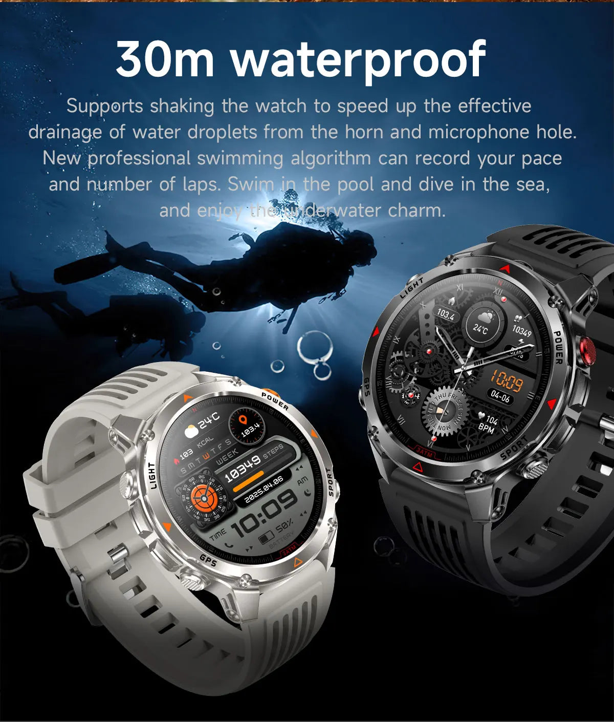 New Professional GPS Sports Smart Watch, Outdoor RIDE Run GPS track Swim Watchs Compass Altimeter, 3ATM Sports Bracelets, men, ladies