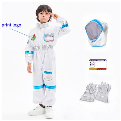 Disfraz de Halloween Astronauta para Niños y Niñas, Traje de Cosplay de Astronauta de Dibujos Animados, Mono de Fiesta Espacial, Traje de Spaceman Blanco, Bodysuit de Disfraz de Astronauta