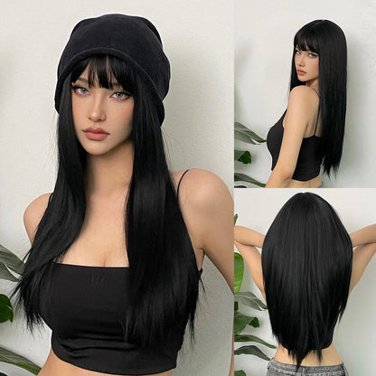 White Long Straight Synthetic Wigs for Women, Colorful Cosplay Party Fake Hair with Bangs, White Wig, HighTemperature Fiber, HENRY MARGU