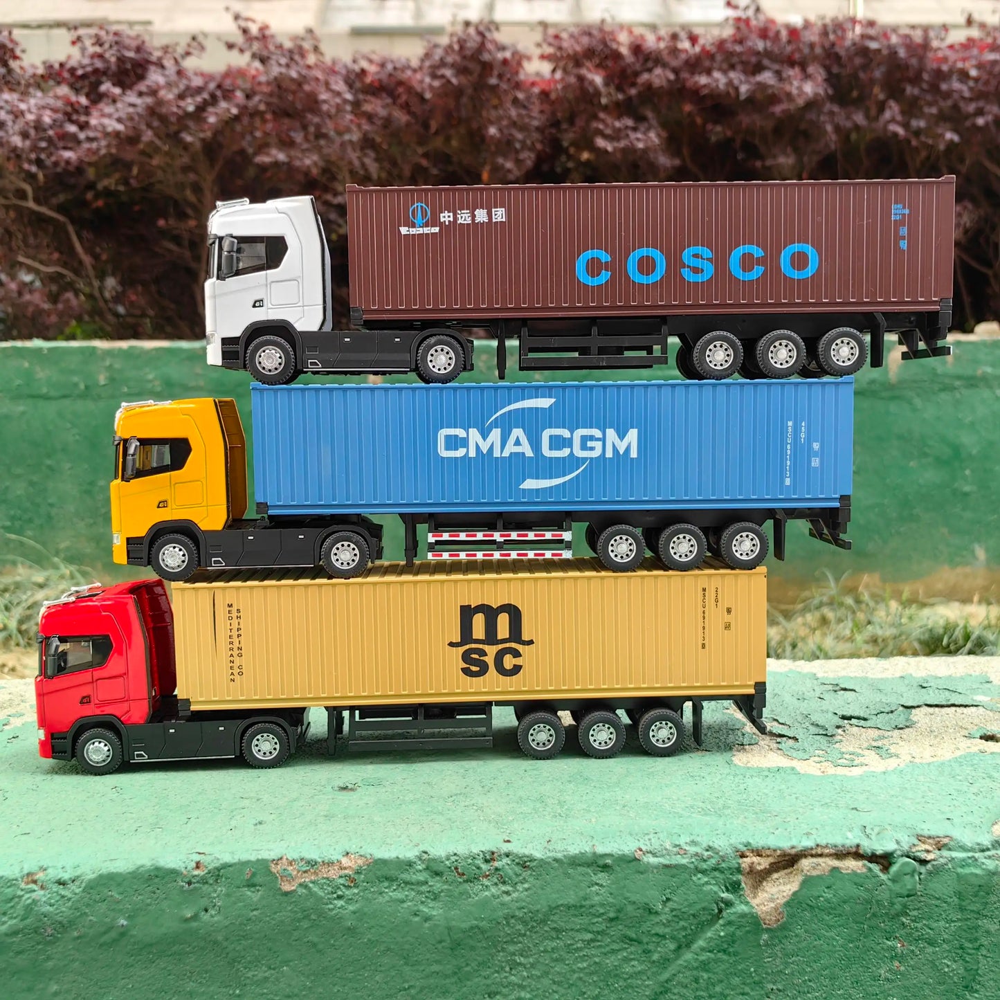 1:50 Alloy Diecast Large Truck Model Car Toy Simulation Container Toy Sound and Light Pull BackTransport Vehicle Model Kid Gifts