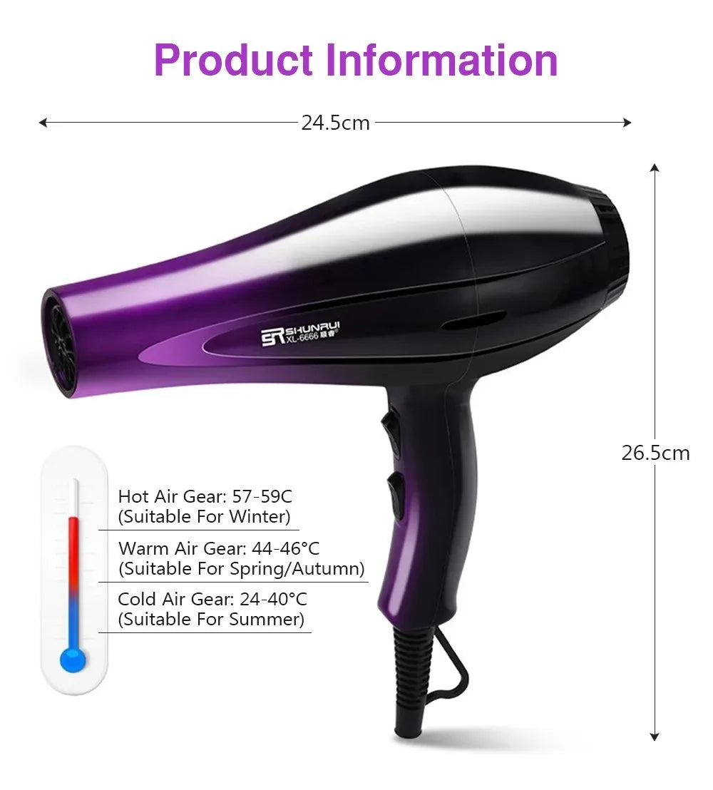 High-Power Ionic Hair Dryer, Fast Heating and Hot/Cold 9 Gears Adjustment Home Professional Hair dryer, Blow Dryer with Accessories