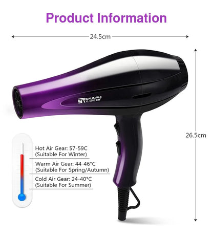 High-Power Ionic Hair Dryer, Fast Heating and Hot/Cold 9 Gears Adjustment Home Professional Hair dryer, Blow Dryer with Accessories