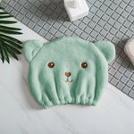 Dry Hair Cap for Women - Soft Absorbent Lightweight, Quick-Drying Thick Microfiber, Cute Bear Embroidery, Shower Head Towel