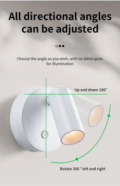 Magnetic Base USB Rechargeable LED Cordless Wall Light Touch, Switch Black White Gold Silvery Dimmable Bedside Lamp For Reading, LED Light