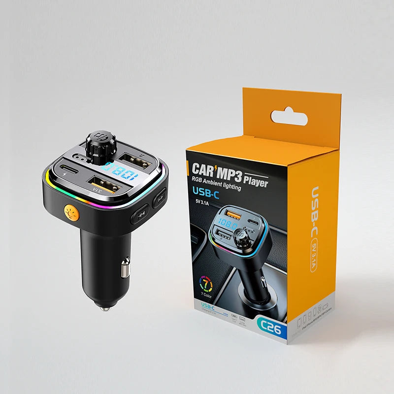 Car MP3 Player FM Transmitter Car Charger Type C Bluetooth 5.0 Handsfree Bluetooth Calling Super Quick Charge Adapter for Car