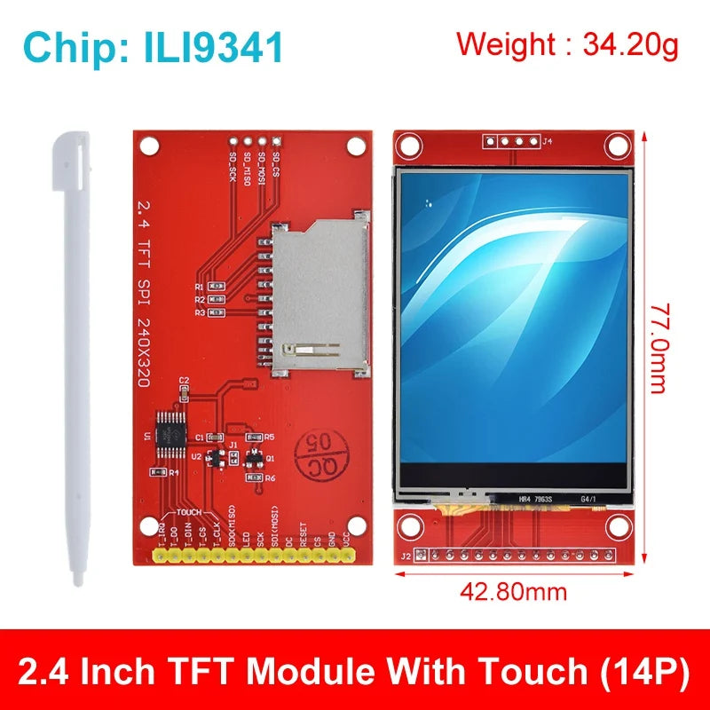 1.44/1.77/1.8/2.2/2.4/2.8 Inch TFT Color Screen LCD Display Module Driver ST7735 ST7789V ILI9225 ILI9341 SPI Interface 240*320
