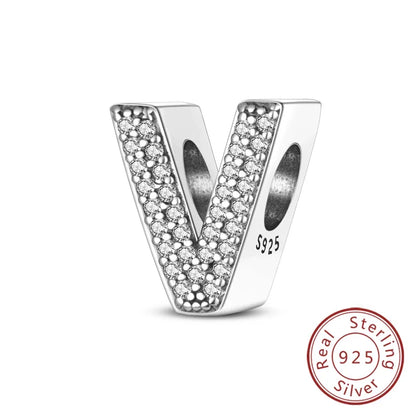 925 Sterling Silver 26 Letters Charms A-Z Alphabet Beads Fit Original Bracelet for Women Girl DIY Fine Jewelry Gift
