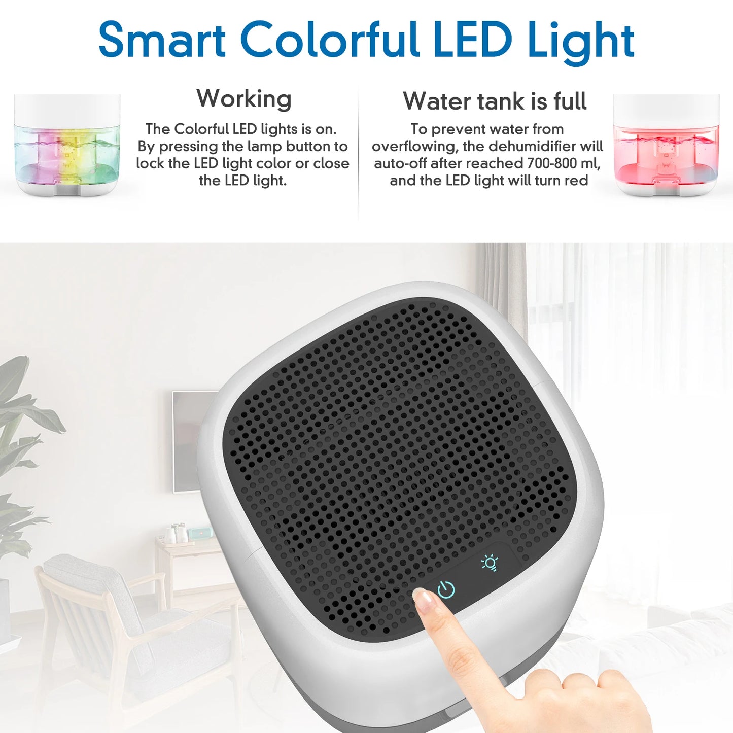 1L Air Dehumidifier for Bedroom, Home Appliances with Air Filter  280 sq. ft, Mini Portable Ultra Quiet, Auto Bucket Full Shut Off  Closet