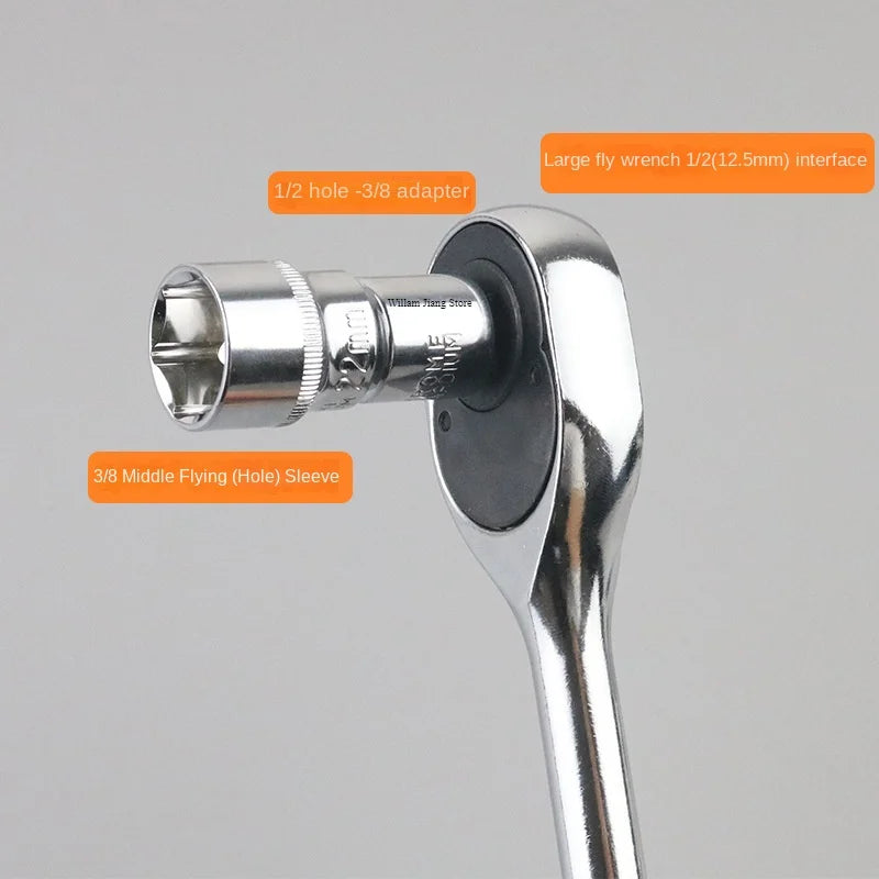 Socket Adapter Ratchet Wrench Adapter 1/2 Large Flywheel 3/8 Medium Flywheel 1/4 Small Flywheel CR-V Chrome Vanadium Steel Set