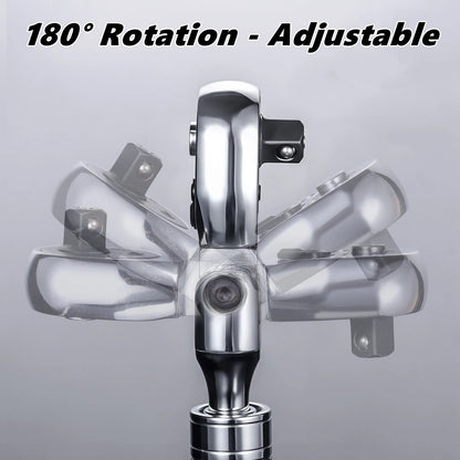 1/4，3/8，1/2 Inch Drive Socket Adjustable Ratchet Wrench Extendable Handle Wrench 72-Tooth Quick-Release Reversible