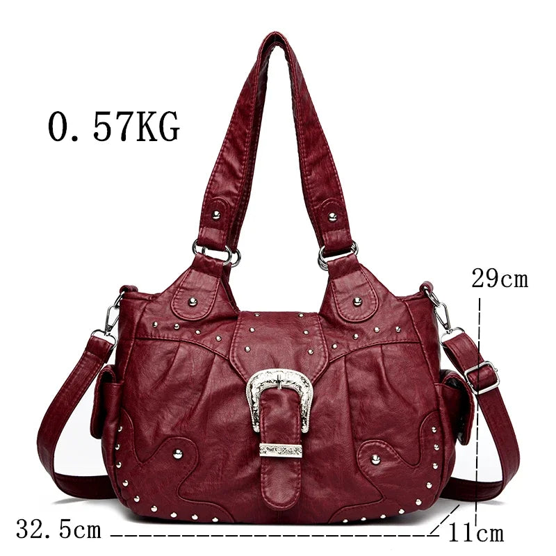 Luxury Designer Handbag Women High capacity Vintage Soft Leather Ladies Casual Large Capacity Shoulder Crossbody Bag Travel Sac