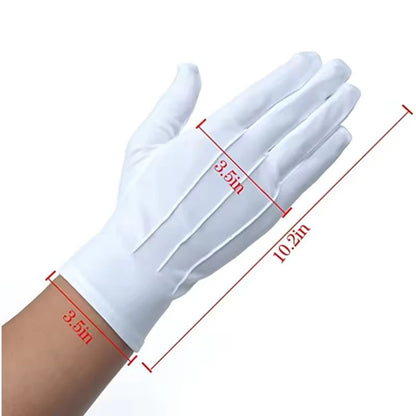 Guantes blancos de algodón para hombre, esmoquin formal, guantes de uniforme, guantes de guardia de honor, desfile, ceremonia, disfraz, cosplay, monedas, joyas, guantes de mayordomo