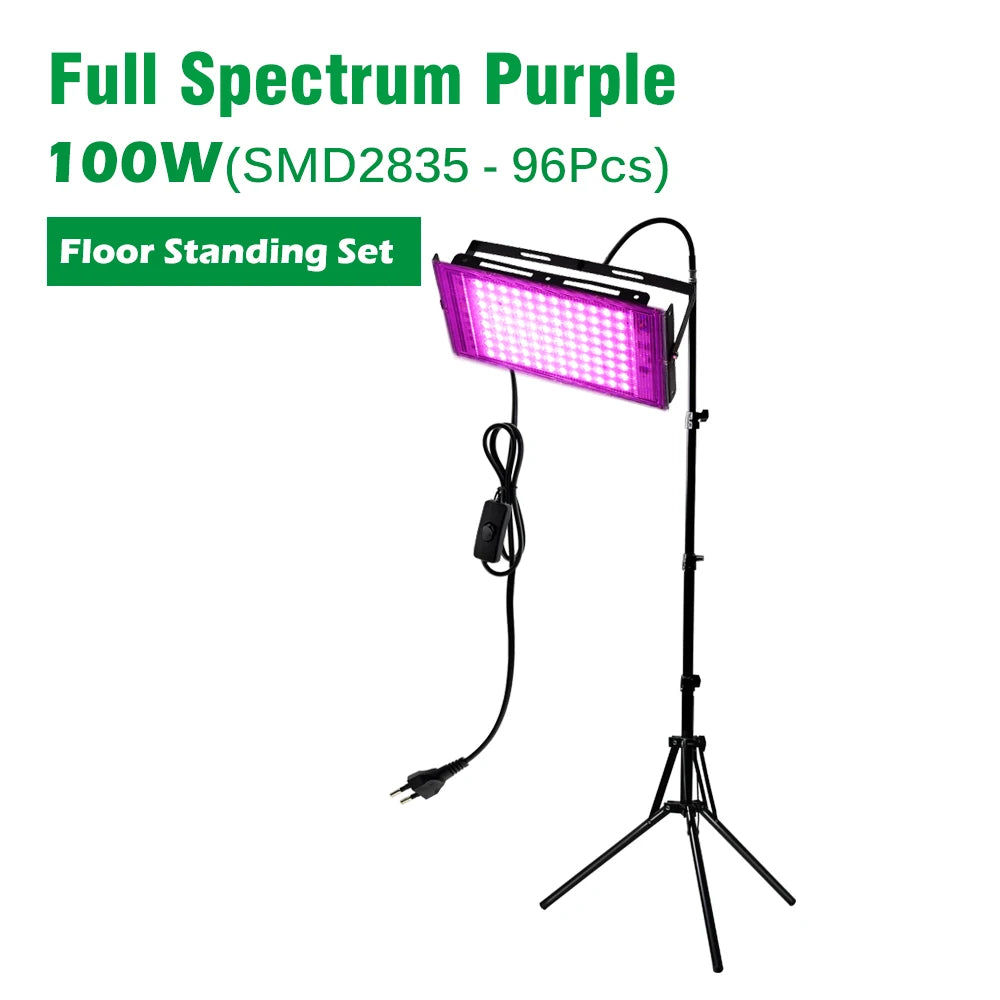 AC220V LED Plant Grow Light 50W/100W Phyto Lamp Full Spectrum Growing Lights with Bracket Adjustable Tripod for Seeds Veg Flower
