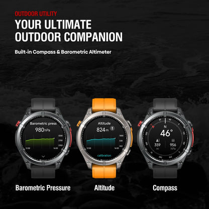 NEW Zeblaze Stratos 4 GPS Smartwatch, 1.43" AMOLED Screen Compass Barometric Altimeter Flashlight Voice Calling Smart Watch