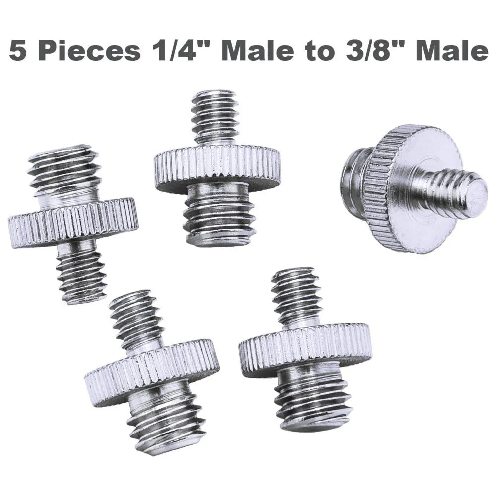 Camera Male to Female Conversion Screw 1/4" 3/8" Inch 20-Thread Fixed Mount Converter for DSLR Light Stand Tripod Ballhead