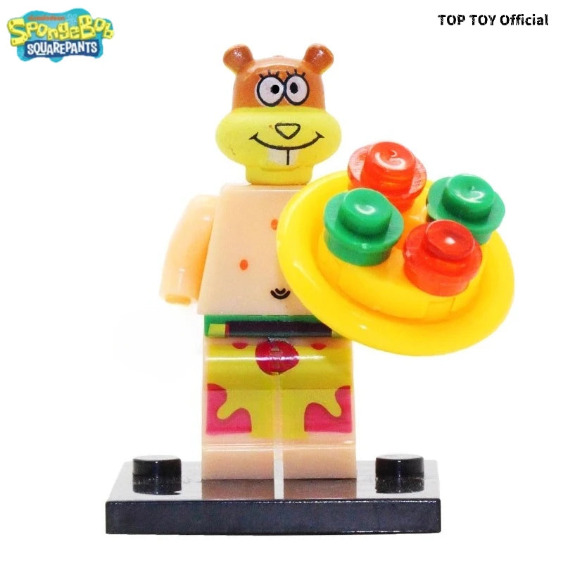SpongeBob SquarePants Big Star Krabby Patty Burger King Anime People Cartoon Anime Small Particle People Assembly Toy Model Gift