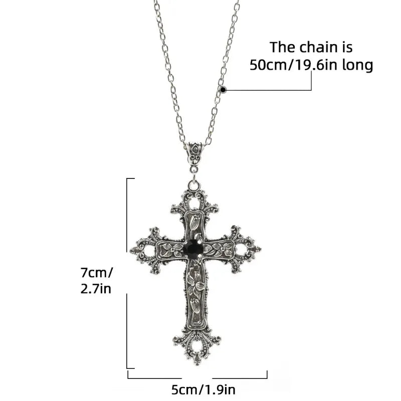Y2K Gothic Punk Crystal Cross Pendant Necklace for Women Men, Clavicle Chain Lolita Choker Necklaces, Jewelry Gorgeous Party Gifts