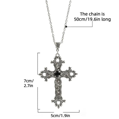 Y2K Gothic Punk Crystal Cross Pendant Necklace for Women Men, Clavicle Chain Lolita Choker Necklaces, Jewelry Gorgeous Party Gifts