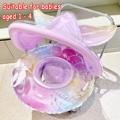 Baby Swimming Float Ring Toy Inflatable Swim Ring Floating Safty Seat with Canopy Kid Summer Water Pool Play Equipment Beach Toy