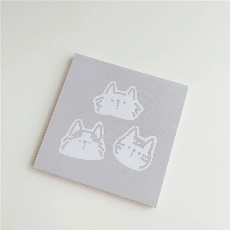 50Sheets, Cartoon Brief Strokes, Cute Cat Memo Pad, Simple Style Kawaii Message Paper, Student To Do List Notes, School Stationery