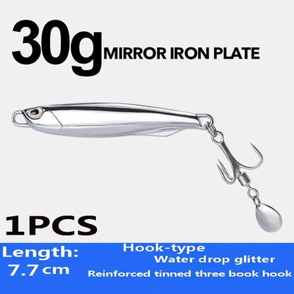 1Pc, Electroplated Lron Plate Rod Metal Fishing Bait, 60g 40g 30g 20g, Portable Fishing Lure, Sharp Hoops Tip, Spinning Tackle Tool