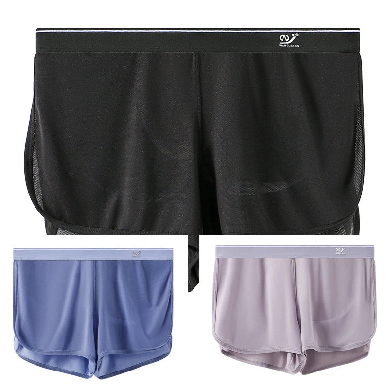 1Pcs/2Pcs/3Pcs, Cool and Breathable Men's Ice Silk Casual Shorts, Open Side  for Summer, Homewear, Arrow Shorts