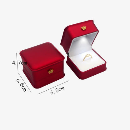 LED Jewelry Ring Box with Light Luxury Crown Earrings Pendant Storage Display Proposal Wedding Gift Box Jewelry Organizer Box