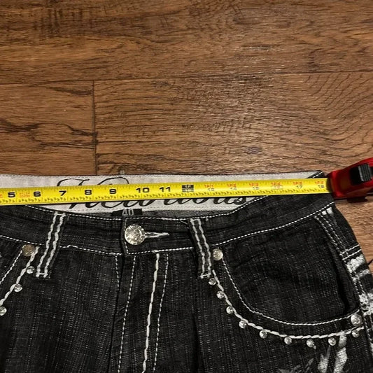 Y2K Fashion New Oversize Embroidery Loose Denim Shorts Men Gothic Punk Hip Hop Fashion Casual Joker Couple Basketball Pants