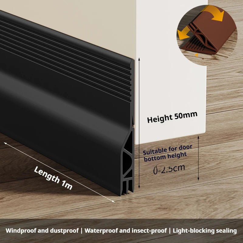 1m Under Door Draft Stopper Weatherstrip 5 Colors Flexible Silicone Rubber Sealing Strip Self-adhesive Window Gap Acoustic Tape