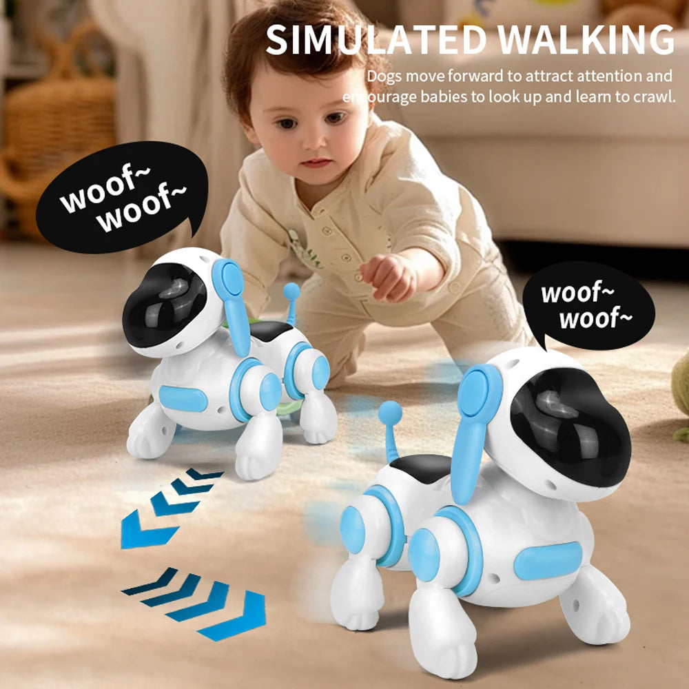 Smart Interactive Robotic Dog Simulated Walking Light Sound Music Children's Educational Crawling, Singing and Interactive New