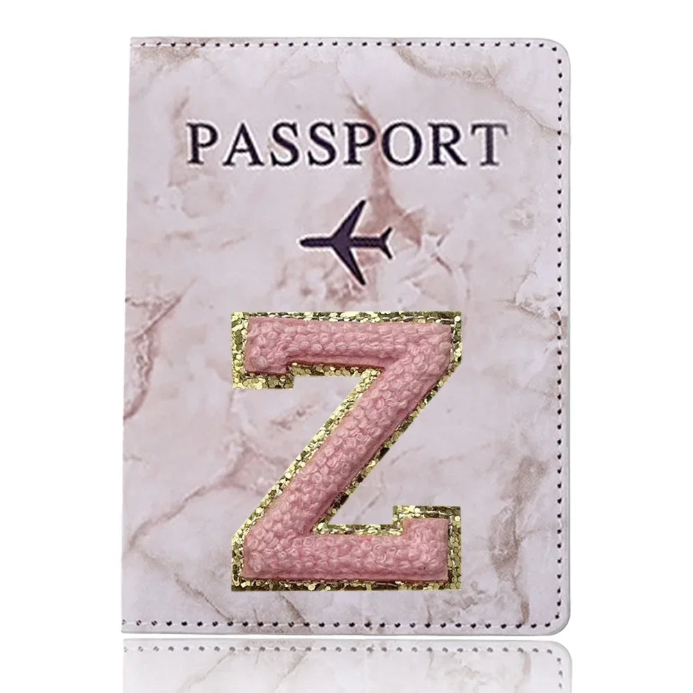 Fashion Passport Protective Cover, Embroidery Letter Pattern Travel Passport Holder, Wallet Gift PU Leather Card Case Cover Unisex