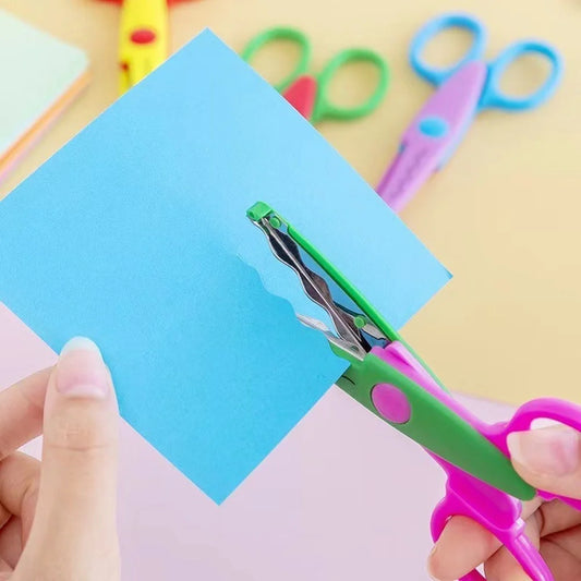 Mr. Paper 6 Styles Minimalistic Lace Scissors Wavy Pattern Small Round Head Children's Special Student Art Tool Stationery Scissors