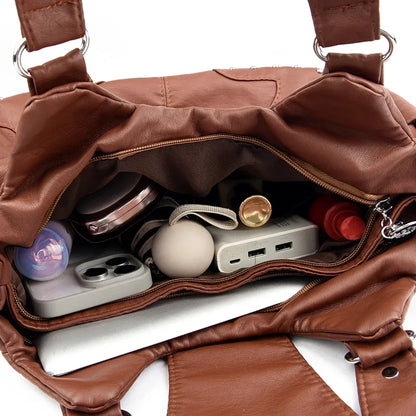 Luxury Designer Handbag Women High capacity Vintage Soft Leather Ladies Casual Large Capacity Shoulder Crossbody Bag Travel Sac