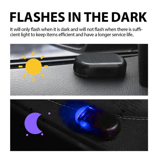 Coche con energía solar Alarma simulada con luz estroboscópica de seguridad Advertencia inalámbrica Antirrobo Lámparas de precaución LED intermitentes Decoración de imitación