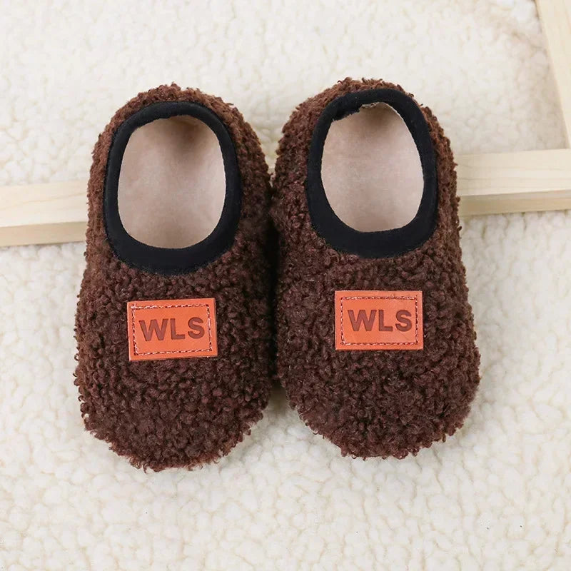 Autumn Winter Warm Baby Slippers, Toddler Plush Floor Sock Shoes, Boys Girls Soft Anti-slip Walking Shoes, Indoor Home Kids Socks
