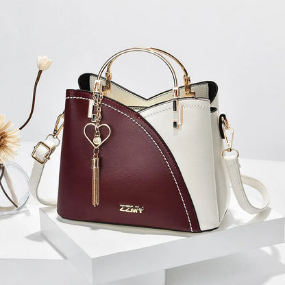Fashionable handbag Korean color-blocking large capacity women's bag fashionable one-shoulder crossbody bag bucket bag