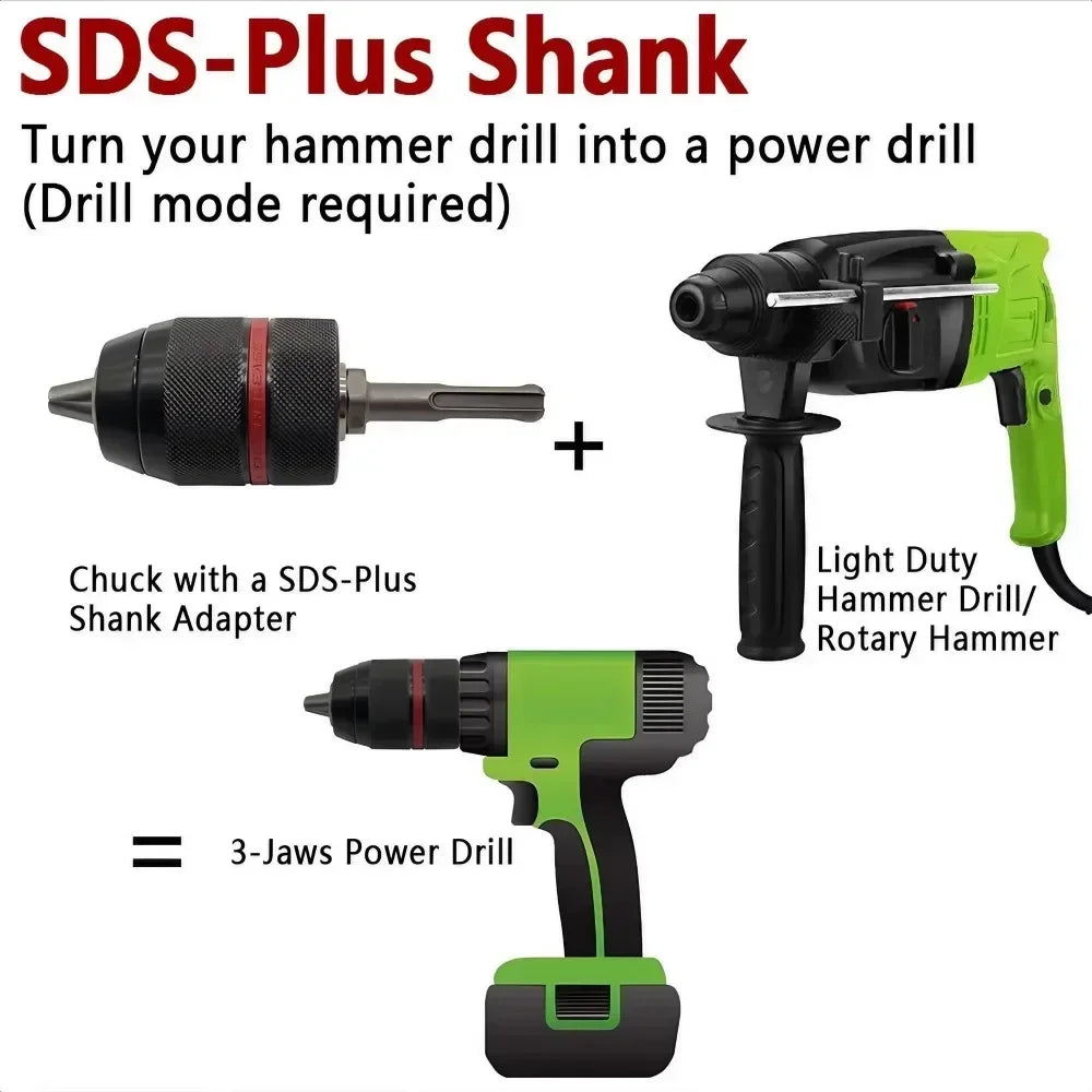 STONEGO 2 Size 1.5-10mm Drill Chuck Adapter, Convert Impact Wrench to Electric Drill, 3/8-24UNF, Lightweight & Reliable