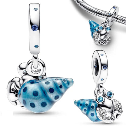 Sterling Silver Hot Sale  Ocean World Series Sea Turtle Starfish Little Crab Octopus Fashion Bead Fit Lady Bracelet DIY Jewelry