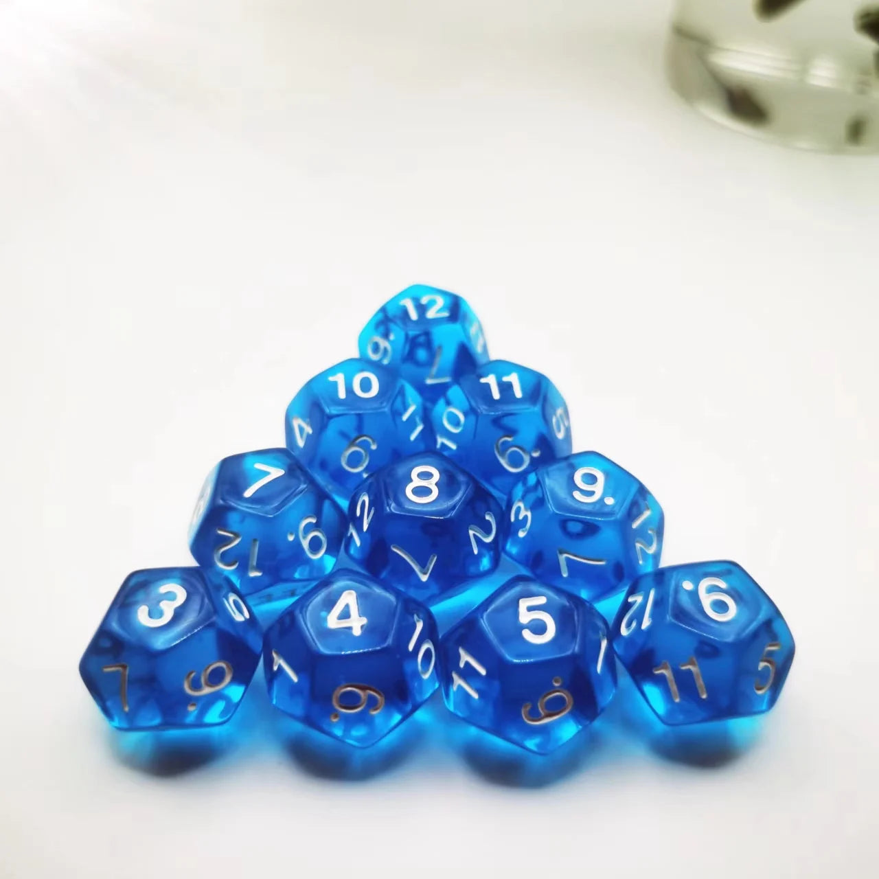 D12 12 Faces DND Dice Transparent Acrylic 12 Side Dice Set Polyhedral TRPG, Mtg, Rpg, Dice for DND or COC Game, 10PCs per Set