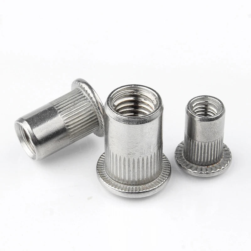 M3 M4 M5 M6 M8 M10 304 Stainless Steel Rivnut Flat Head Threaded Nut Vertical Stripe Rivets Insert Nutsert Cap Rivet Nuts