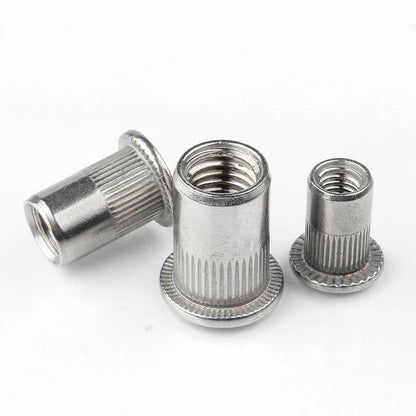 M3 M4 M5 M6 M8 M10 304 Stainless Steel Rivnut Flat Head Threaded Nut Vertical Stripe Rivets Insert Nutsert Cap Rivet Nuts
