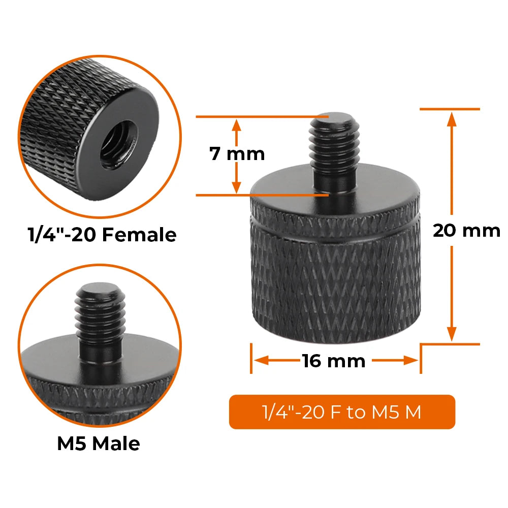 HDRig Universal 1/4"-20 Female to 1/4" 3/8" M4 M5 M6 M8 M10 M12 Male Threaded Screws Mount Adapters Tripod Camera
