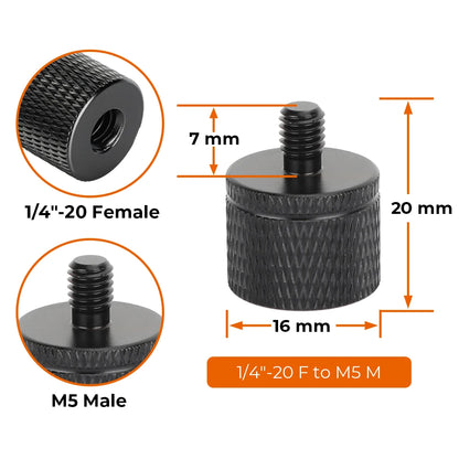 HDRig Universal 1/4"-20 Female to 1/4" 3/8" M4 M5 M6 M8 M10 M12 Male Threaded Screws Mount Adapters Tripod Camera