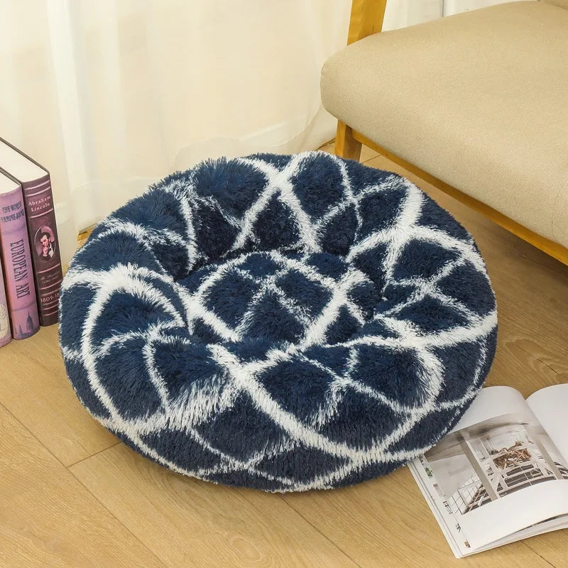 40-90cm Round Pet Bed for Large Dog Bed Super Soft Cat Bed Long Plush Dog House for Medium Dog House Winter Warm Sleeping