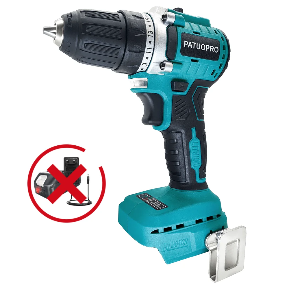 10mm Brushless Electric Drill Cordless Handheld Drill Screwdriver 2 Speed 23 Torque Setting Fit Makita 18V Battery (No Battery)